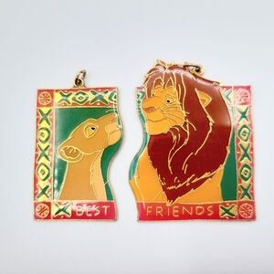 Vintage Disney Lion King Best Friends Simba Nala Split Pendant Necklace Charms